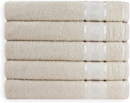 Kit 05 Toalhas de Rosto Gigante Egito 100% Algodão 45x80cm 350g/m² Padrão Hotel (Bege)