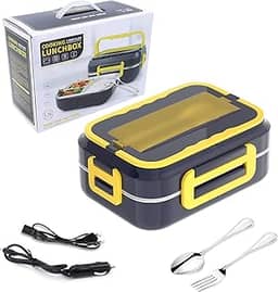 Marmita Elétrica Portátil Automática Carro Lancheira Elétrica Térmica 40w 3 Pratos Veicular E Tomada