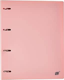 Fichário 4 Argolas A4, YES, R4EABCROS, Tons Pastel, com 96 Folhas e 5 Divisórias, Rosa