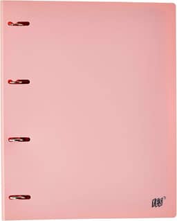 Fichário 4 Argolas A4, YES, R4EABCROS, Tons Pastel, com 96 Folhas e 5 Divisórias, Rosa