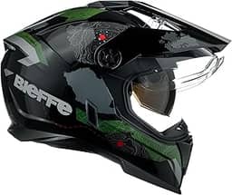 Capacete Masculino Bieffe B-Trail Frontier Verde Oculos Moto