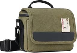 Besnfoto Bolsa tiracolo pequena para câmera, bolsa de ombro à prova d'água, de lona fofa, compacta, bolsa mensageiro para câmera DSLR sem espelho, SLR mulheres e homens