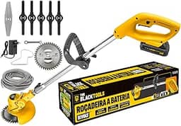 Roçadeira Aparador Grama A Bateria Recarregável 21v 750w 110v/220v Profissional Com Acessórios Tcg21c The Black Tools