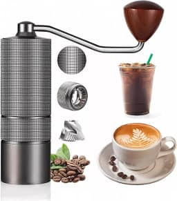 Moedor de Café Manual, com Mós Cônicas Ajustáveis para Moagem Grossa ou Fina, Ideal para Uso Doméstico, Viagens ou Acampamentos (Cinza)