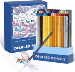 72 lápis de cor para adultos Arrtx, desenho de colorir, pintura de esboço, sombreamento, lápis de cor macia, materiais de artesanato, conjunto de lápis de cor premium para artistas adultos iniciantes