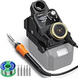 Preciva Estação De Solda Sem Fio Para Dewalt 20 V Máx. Bateria, 5 Pontas De Ferro De Solda, 1-8 Minutos De Hibernação Automática, Controle De Calor De Até 896 °F, Conversão ºc/ºf, Piscina De Escóri