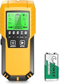 Detector de scanner de parede – localizador eletrônico 5 em 1 de parede de madeira e metal localizador de feixes centrais de borda, sensor de pino com visor LCD para tubo de fio AC ao vivo, pinos de
