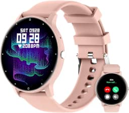 Smartwatch Relógio Inteligente Tela Full Touch 1.28" Resistente à Água IP67 com Faz e Recebe Ligações, Modos Esportivos e Recebimento de Notificações‎(2 tiras) (cor-de-rosa)