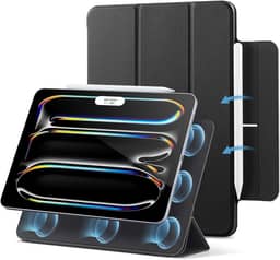 ESR Capa para iPad Pro de 11 polegadas M4 (2024), fixação magnética potente, capa fina com suporte triplo, suporte para Pencil Pro e Pencil (USB-C), suspensão e ativação automáticas, Preto