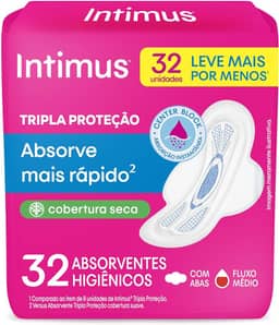 Intimus Absorvente Externo, Tripla Proteção Seca com Abas, 32 unidades