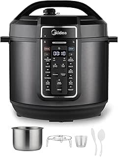 Panela de Pressão Elétrica 8L Midea 12 em 1 de Aço Inoxidável