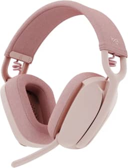 Headset Sem Fio Logitech Zone Vibe 100 Com Microfone Flip- to-Mute Com Cancelamento de Ruído, Conexão Bluetooth, Até 20h de Bateria, Design Leve e Confortável - Rosa