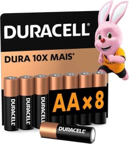 Duracell Pilhas Alcalinas AA Pequena Pack 8 Unidades – Dura até 10x Mais – Ideal para Controles Remotos Brinquedos e Lanternas