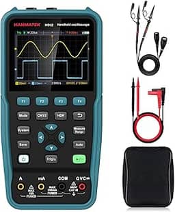 HANMATEK Osciloscópio Digital Portátil de Largura de Banda de 50 Mhz com 2 Canais Ho52 Mini Osciloscópio Tft de 3,5 ', Osciloscópio e Multímetro 2 Em 1, Tela Retroiluminada, Função de Calibração Autom