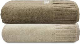 Jogo Toalha De Banho Gigante Ele/Ela Velour 500g/m², 100% Algodão, 02 Peças 85cm x 150cm, Toque Super Macio, Aconchegante, Melhor Absorção, Moderno E Sofisticado (Marrom/Bege)