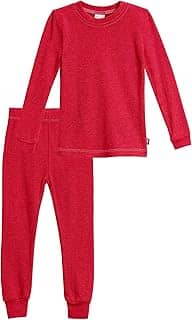 Conjunto de roupa íntima térmica para meninos City Threads Long John, camada de base de algodão respirável macia – Feito nos EUA, Candy Apple Red, 16