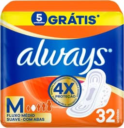 Always Suave, Absorvente Tamanho M, 32 Unidades
