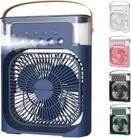 Ventilador Portátil 3 Em 1 Mini Ar Condicionado Umidificador E Climatizador Com LED Tanque De Água De 600ml 3 Velocidades De Vento E Pulverizador de 5 Furos 4 Cores Disponíveis