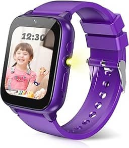 HAPPINNO Relógio Inteligente Infantil De 1,69'', Para Meninos E Meninas, Pedômetro, 26 Jogos Quebra-Cabeça, Câmera, Vídeo, Tocador Música, Lanterna, Despertador, Aniversário Crianças 4 A 12 Anos (Ro