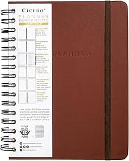Cicero Planner Permanente Wire-o Clássica Semanal Notas A5, Marrom, 8866