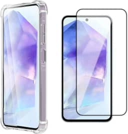 Kit Capa Capinha Para Samsung Galaxy A55 Case Air Anti Impacto Transparente + Pel�cula De Vidro Temperado 3d Full Cover (Transparente + Vidro 3d)