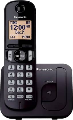 Panasonic Telefone sem fio, tela retroiluminada de 4 cm, bloco de chamadas, viva-voz, 10 horas de tempo de conversação, 1 aparelho - KX-TGC200B (preto)