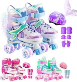 Patins Infantil Roller 4 Rodas Ajustável + Kit Proteção