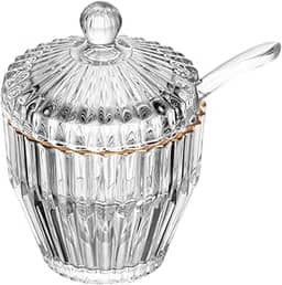 WOLFF - Açucareiro de Cristal com Fio de Ouro Imperatriz 8cm x 8cm x 11cm