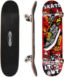 ChromeWheels 31 inch Skateboard Double Kick Skate Board Cruiser Longboard 8 Layer Maple Deck Skateboards for Kids and Beginners