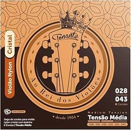 Encordoamento Nylon Cristal C/Bolinha Cobre Prata Media P/Violão 0.028-0.043 – Rvvnm