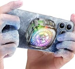 ACEDAYS Cooler para celular, ventilador de resfriamento transparente RGB com chip de resfriamento semicondutor, radiador magnético para celular com exibição de temperatura para jogos móveis,