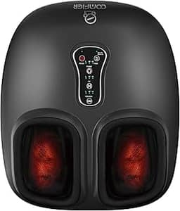 COMFIER Massageador De Pés Shiatsu Com Calor, Vibração, Máquina Massageadora De Pés De Compressão Rotativa Para Fascite Plantar, Dor De Neuropatia, Presentes Para Ela, Ele Cabe Em Tamanhos De Até 13 “