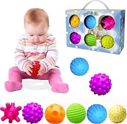 ROHSCE bolas sensoriais para bebês, brinquedos sensoriais para bebês de 6 a 12 meses para crianças de 1 a 3 anos, conjuntos de presentes de bolas macias com textura de cor brilhante, brinque