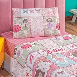 Jogo de Cama Infantil Solteiro Bouti Kids 03 Pçs Ballet Rosa