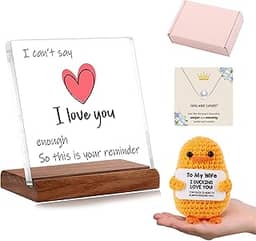 Presentes de Dia dos Namorados para esposa, esposa, Dia dos Namorados, Cheering I Duck Love You, presentes de aniversário para mulheres, placa acrílica de madeira, recheios de cesta de lembrança