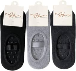 Kit 3 Pares de Meias Antiderrapantes para Pilates e Yoga, Malha Premium, cores escuras