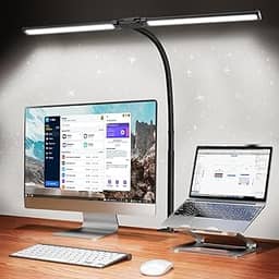 QBuen luminaria de mesa LED para escritório e casa, 5 cores de luz, 10 níveis de escurecimento, proteção para os olhos luminária de mesa, adequada para leitura, estudo, bancada de trabalho (preta)