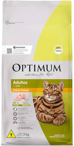 Ração Optimum para Gatos Adultos Sabor Frango 3kg