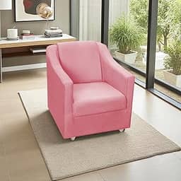 Poltrona Para Sala Decorativa Cadeira Reforçada Para Recepção Consultório Escritório Pé Cromado - Clique E Decore (Rosê)