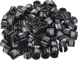 Marcador de cabide de roupas tamanho 2PP para haste de 3 mm preta para código de cores de roupas de vestuário, pacote com 100