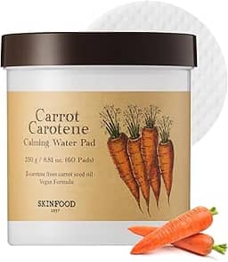 SKINFOOD Caroteno de cenoura calmante para água tonalizante, almofada coreana para cuidados com a pele para rosto, hidratação profunda, calmante, cuidados com a pele pós-sol para pele sensível, alívio