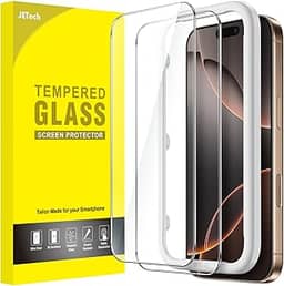 JETech Película de Vidro Temperado para iPhone 16 Pro Max 6,9 Polegadas, Protetor de Tela com Ferramenta de Fácil de Instalar, Amigável ao Caso, HD Transparente, Pacote com 2