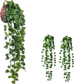 kit 2 Planta Artificial Pendente Folhagem Peperomia Decoração Toque Realista
