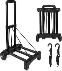 INSMEER Carrinho De Carga Dobrável - Capaz De Suportar ≈140 Kg, Equipado Com Dois Cordões Elásticos Para Fácil Transporte De Itens Pesados E Volumosos, Ideal Para Viagens (Preto)