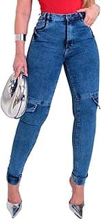 Calça Jeans Feminina Skinny Jogger Modela Bumbum com Lapela