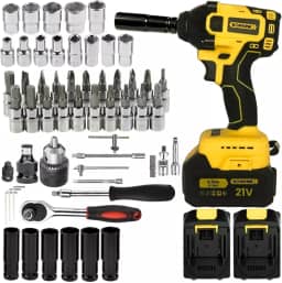 Kit Parafusadeira Furadeira e Chave De Impacto + Jogo Soquete com 46pç Kit completo de ferramentas