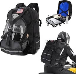 Bvomheez Mochila de capacete para motociclismo, suporte de capacete, bolsa de ciclismo, 35 L, grande capacidade, uso à prova d'água, extensibilidade de até 180°, mochila de viagem e caminhada para