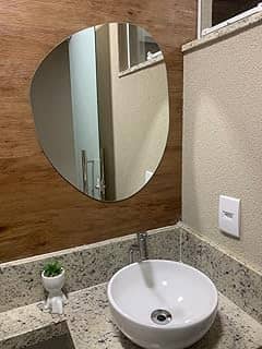 Espelho Decorativo Orgânico Vidro Lapidado Autocolante Fácil Aplicação (50x60cm)