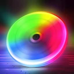 MHM Rainbow LED Flying Disc - LED Frisbee - Iluminação brilhante, modos inteligentes, iluminação automática, recarregável