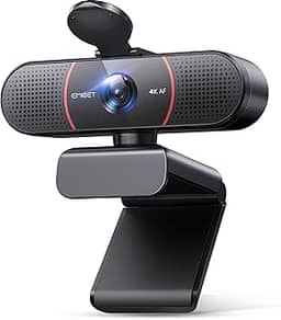 EMEET Webcam C960 4K para PC, sensor Sony UHD 4K, foco automático PDAF, microfones com cancelamento de ruído de IA dupla, correção automática de luz, FOV de 73°, webcam Plug & Play com capa de